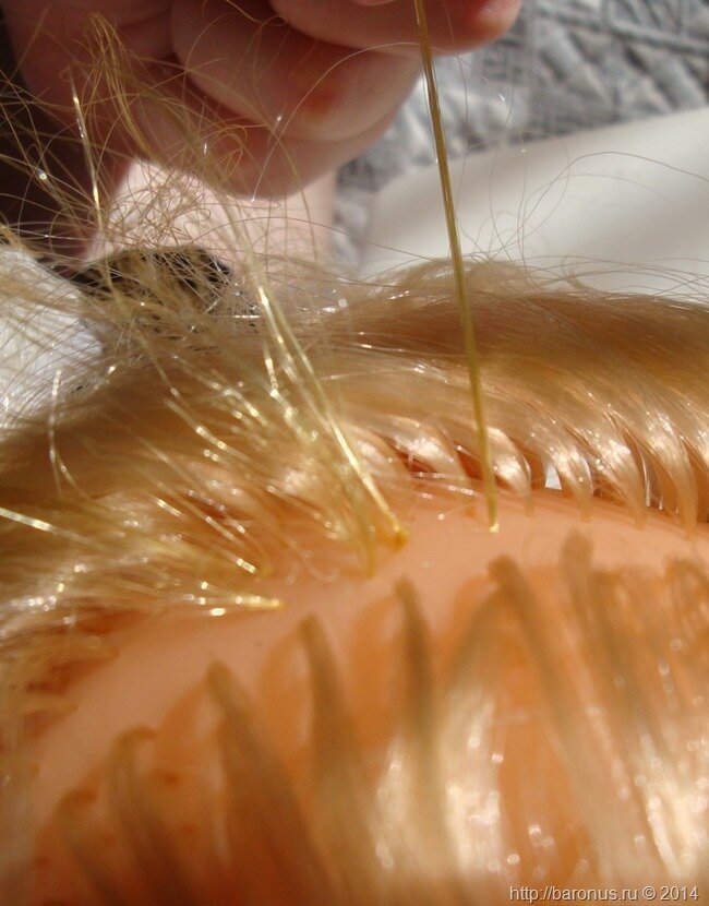 Прошить волосы кукле (10)