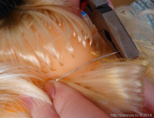 Прошить волосы кукле (9)